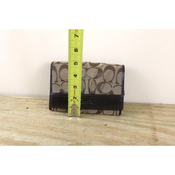 Coach Wallet Womens Brown Leather Signature C Logo Monogram Bifold Vintage - Picture 10 of 11